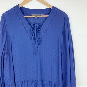 Lane Bryant Peasant Lace Up V Neck Boho Blouse